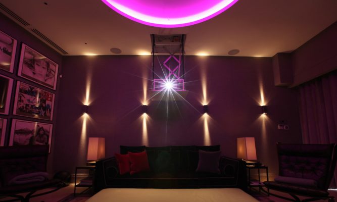 Drop down projector.